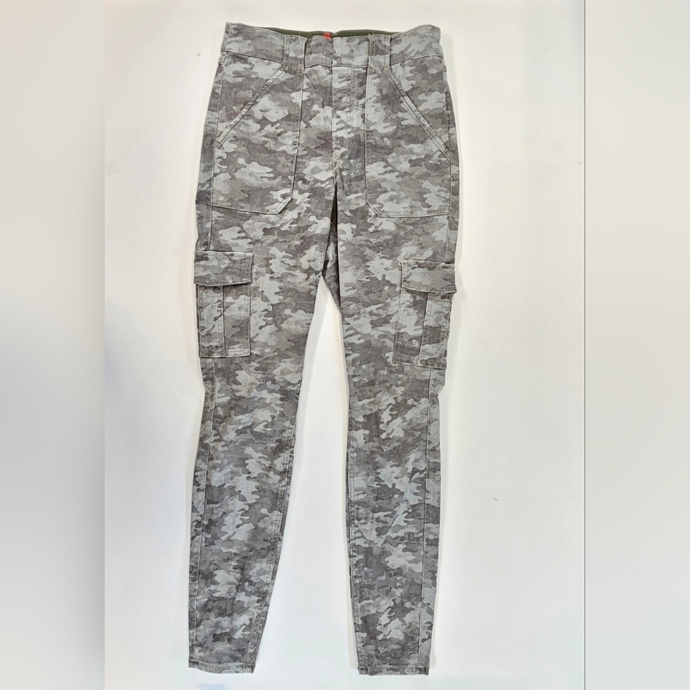 Spanx Stretch Twill Ankle Cargo Pants Pockets 20311R Stone Wash Camo Size L